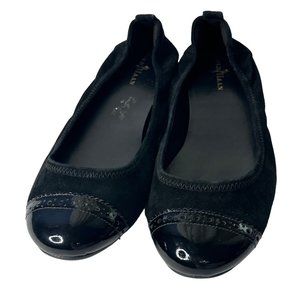 Cole Hahn women’s size 8 B black suede ballet flats patent leather toe slip-ons